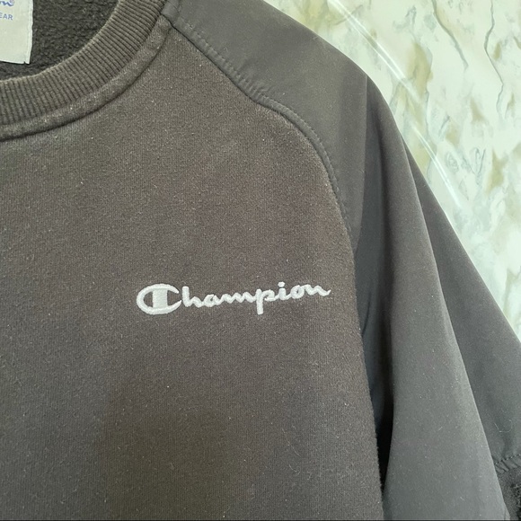 Champion large black pullover sweater front pocket sweatshirt men’s long sleeve - Picture 3 of 11